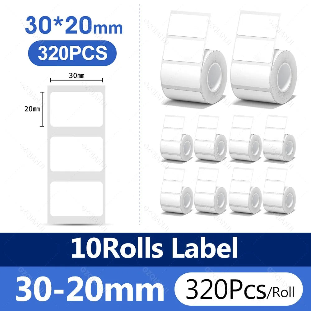 Niimbot White Thermal Label Paper 5/10 Rolls | B1 B21 B3S Thermal Label Rolls PRIMED 10Rolls WH 30-20mm