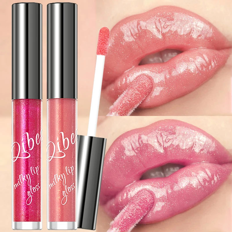 QiBest Coral Pink Glitter Lip Gloss – Shimmer Lip Oil Glaze