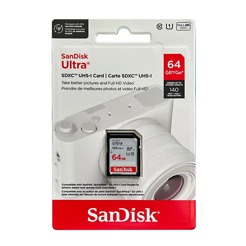 SanDisk Ultra/Extreme PRO SD Card 32GB–256GB U3 V30 4K C10 Flash Memory Card PRIMED