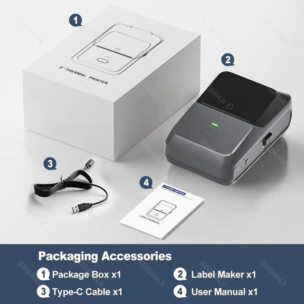 P2 Mini Bluetooth Thermal Label Printer – Inkless Sticker Maker Thermal Label Printer PRIMED P2GY Standard