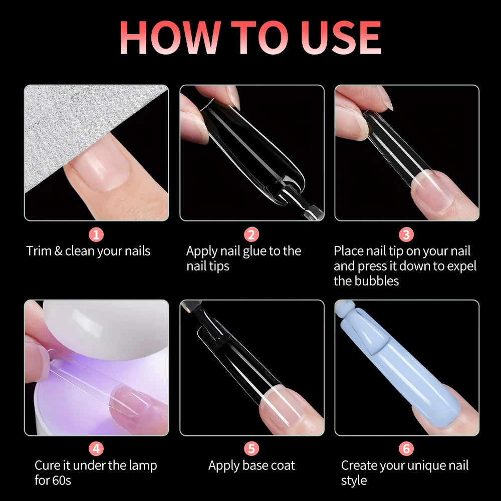 244Pcs Square Extension False Nail Tips – Ultra-Thin Seamless