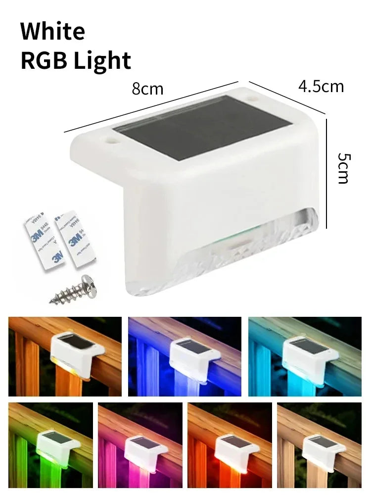 Waterproof LED Solar Deck Lights – Outdoor Fence Wall Lamp Solar Outdoor Light PRIMED White RGB Light 1 Pieces