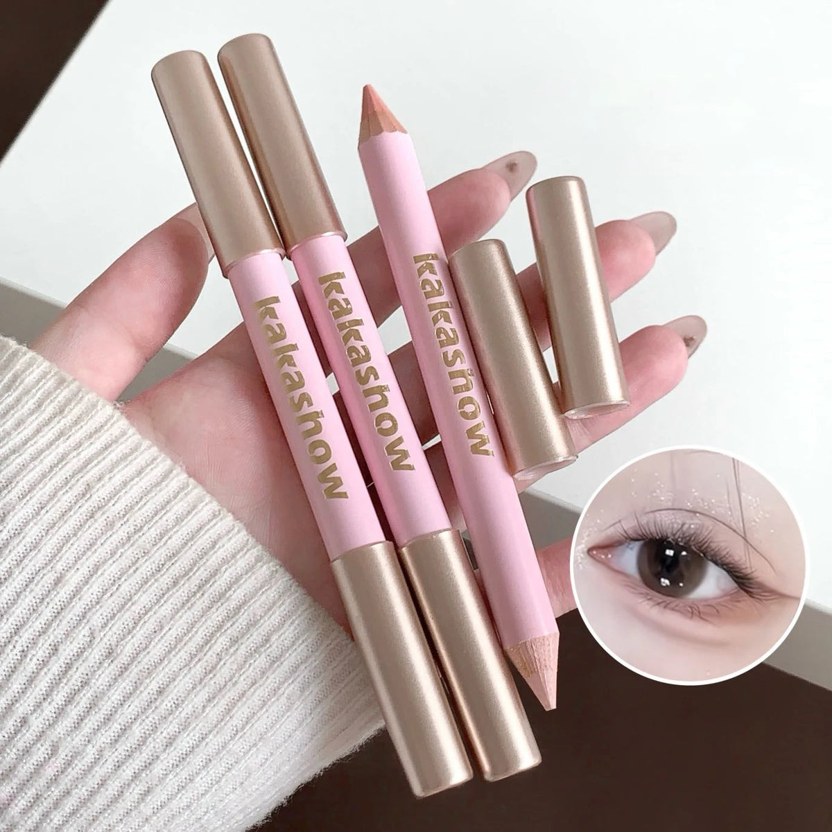 Double-Ended Lying Silkworm Pencil | Eye Brightener Stick Eye Highlighter Pencil PRIMED