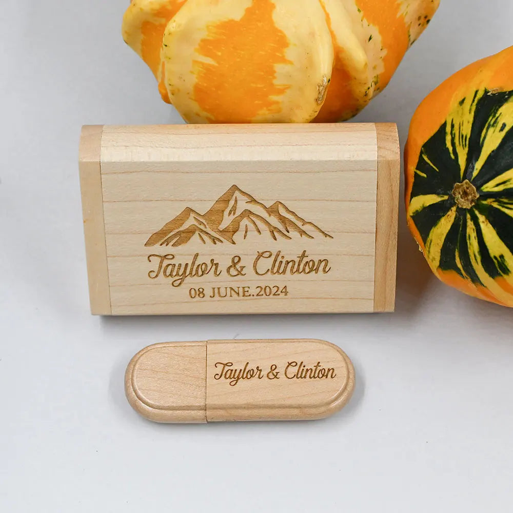 50-Pack Maple Wood USB Flash Drives | Custom Logo 32/64/128GB Custom USB Flash Drive PRIMED