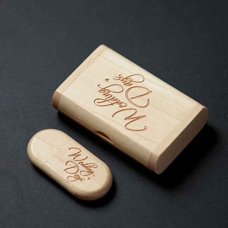 Wooden USB Flash Drive 4–64GB | Free Custom Logo | Gift Box