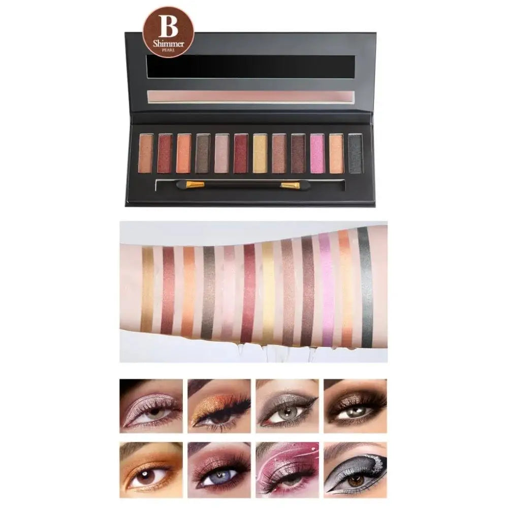 Fit Colors 12-Shade Eyeshadow Palette – Blush & Highlighter Kit Eyeshadow Palette PRIMED