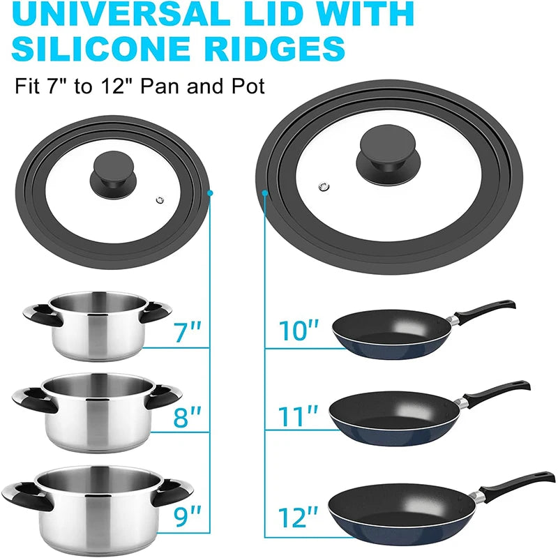 Universal Tempered Glass Lid for Pots Pans & Skillets