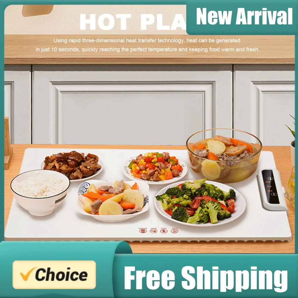 Electric Warming Tray Foldable Silicone Mat | 3 Temps 240W Electric Warming Tray PRIMED