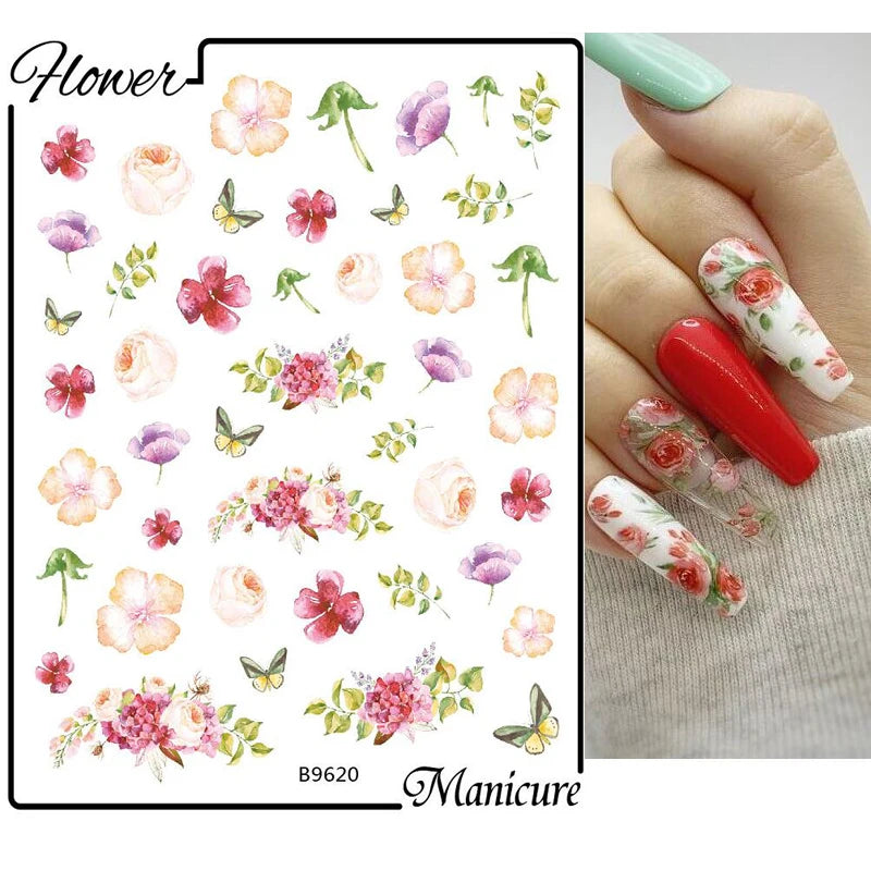 Sunflower Floral 3D Nail Art Water Transfer Decals Stickers