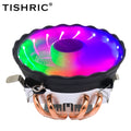 TISHRIC RGB CPU Air Cooler 4/6 Heat Pipes PWM Intel AMD CPU Air Cooler PRIMED 1 Fan 4 Heat Pipes Ryzen AM4 Socket Fixed Color