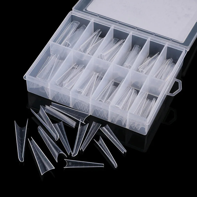 120pcs Stiletto Acrylic Nail Tips Half-Cover French Forms 10 Sizes