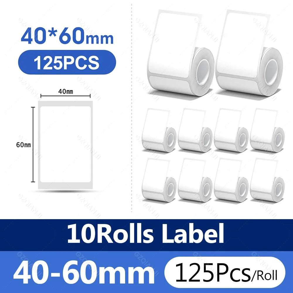 NiiMBOT Thermal Label Rolls – Waterproof Self-Adhesive B1 B21 Thermal Label Rolls PRIMED 4060 10Rolls