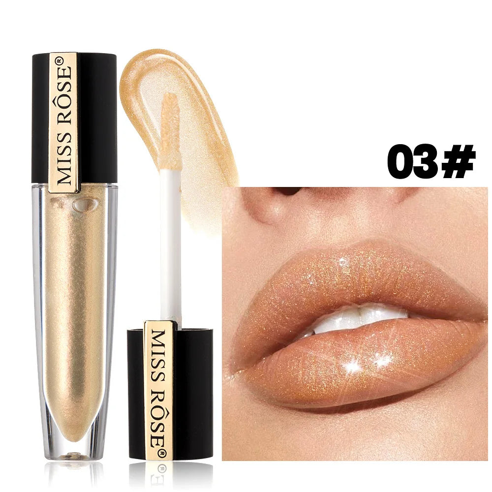 MISS ROSE Pearlescent Liquid Lip Glaze – Waterproof & Hydrating Liquid Lip Gloss PRIMED 7701-028M-03