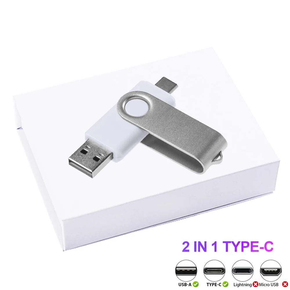 Custom Logo USB Flash Drive Type-C & USB 2.0 Gift Box USB Flash Drive PRIMED 4GB white box usb China Mainland
