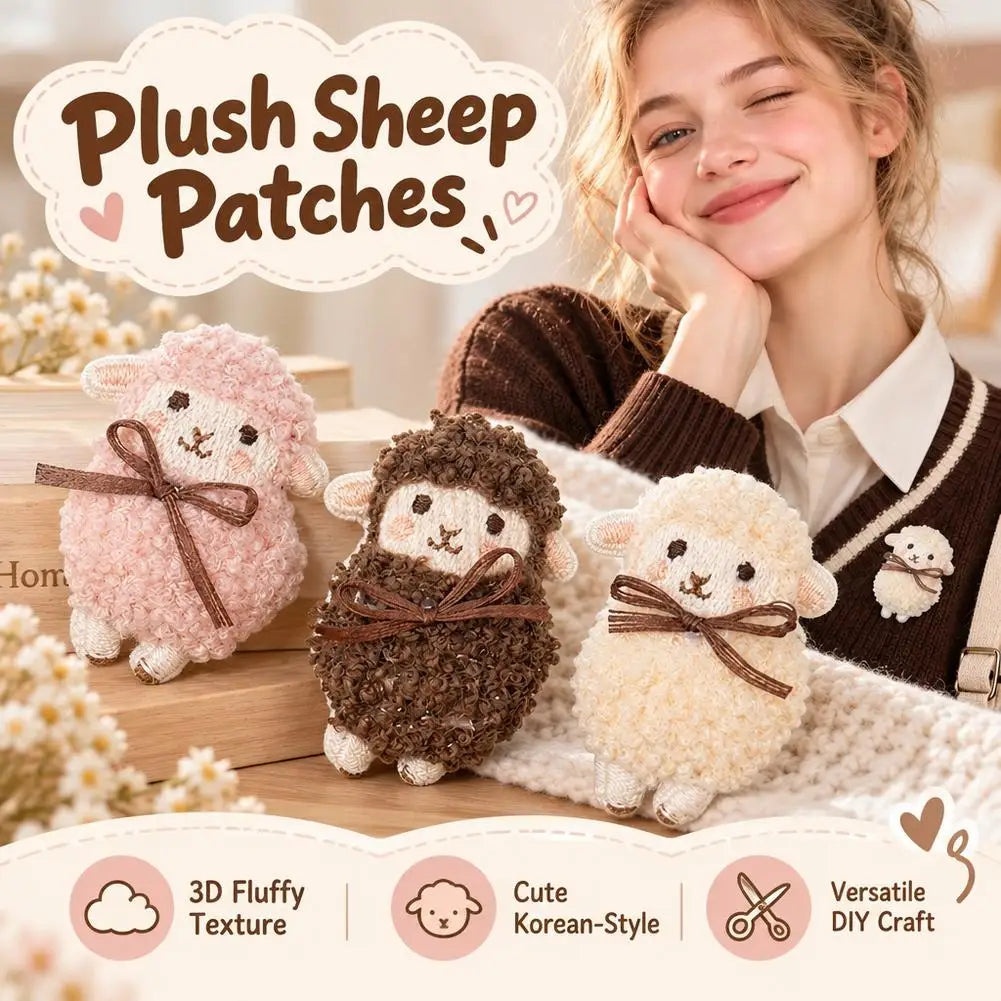 Plush Woolly Lamb Brooch Pin – Fluffy Sheep with Bowknot