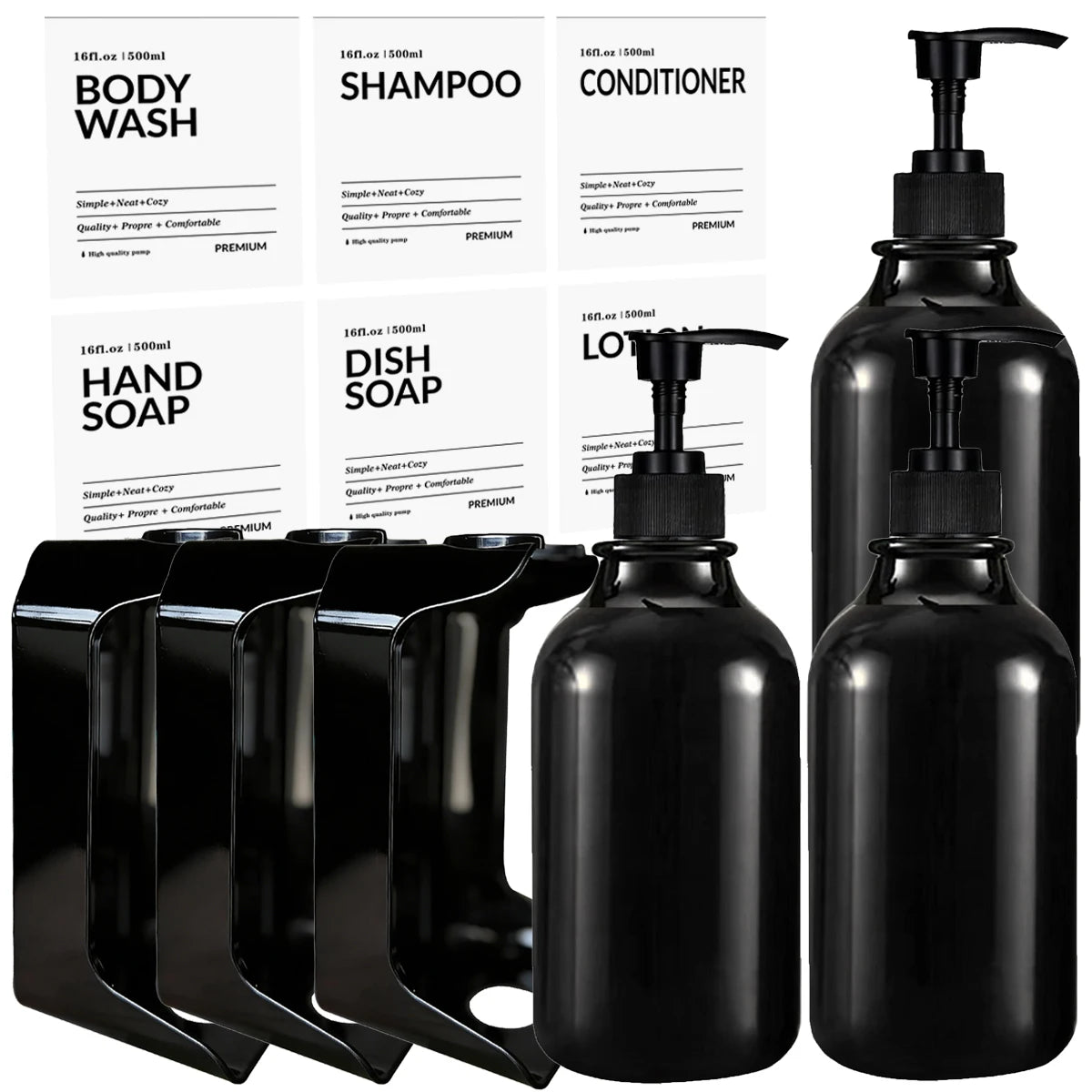 Wall Mount Shampoo & Conditioner Dispenser – 2 or 3 Chamber Set