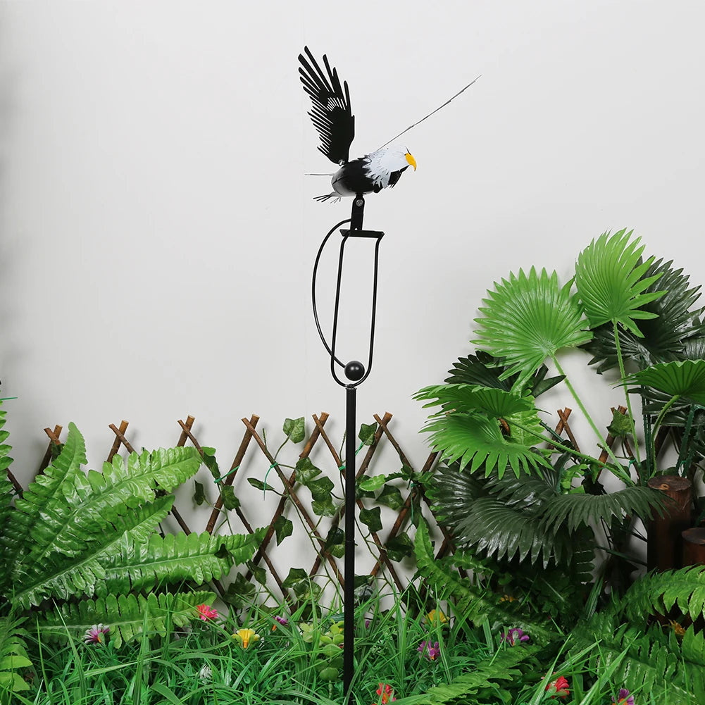 Metal Eagle Wind Spinner Garden Stake – Kinetic Bird Deterrent Garden Wind Spinner PRIMED