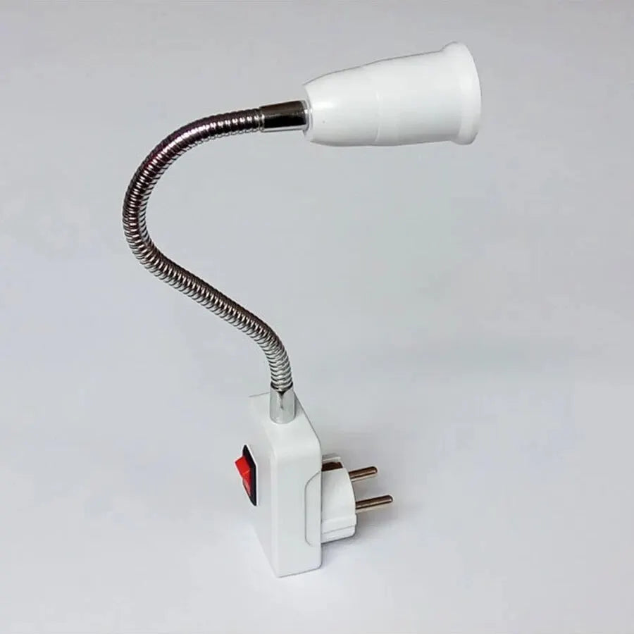 Flexible Gooseneck E27 Lamp Socket Converter – EU/US Plug Lamp Socket Converter PRIMED