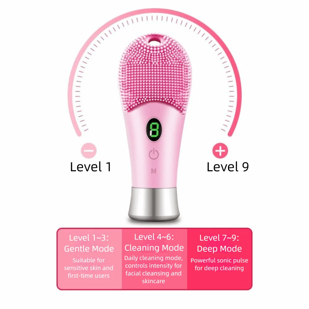 Silicone Electric Sonic Face Scrubber | 9-Speed Ultrasonic Brush