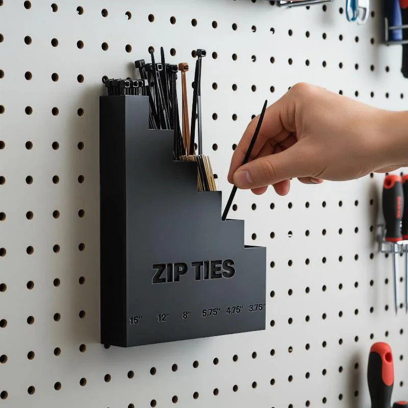 Wall Mounted Zip Tie Organizer | 6-Slot Garage Storage Rack
