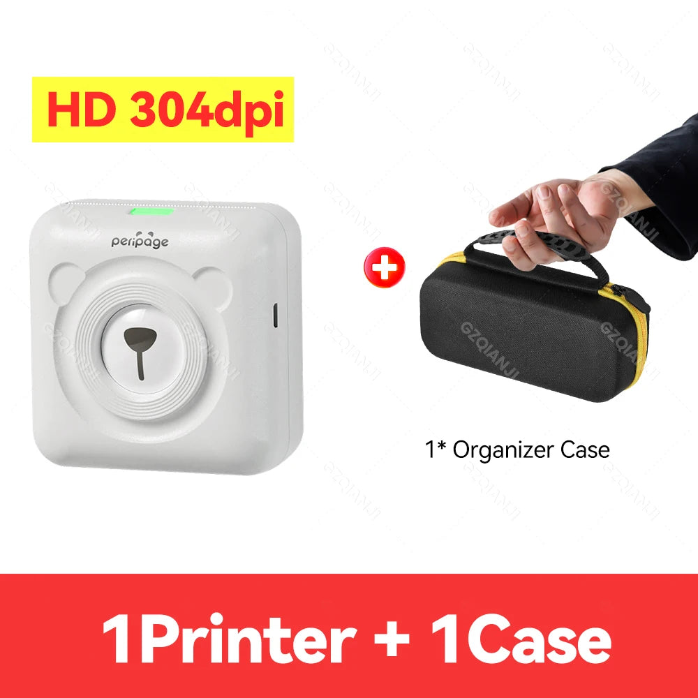 PeriPage A6 Portable Bluetooth Thermal Printer + Carry Bag Portable Thermal Printer PRIMED WH Add 1Case