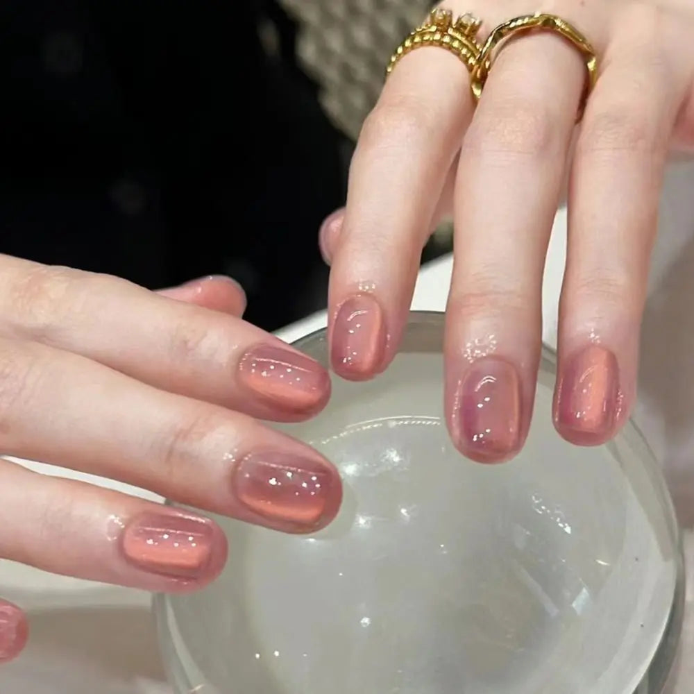 Almond & Square Press-On Nails 24pcs | DIY French Manicure