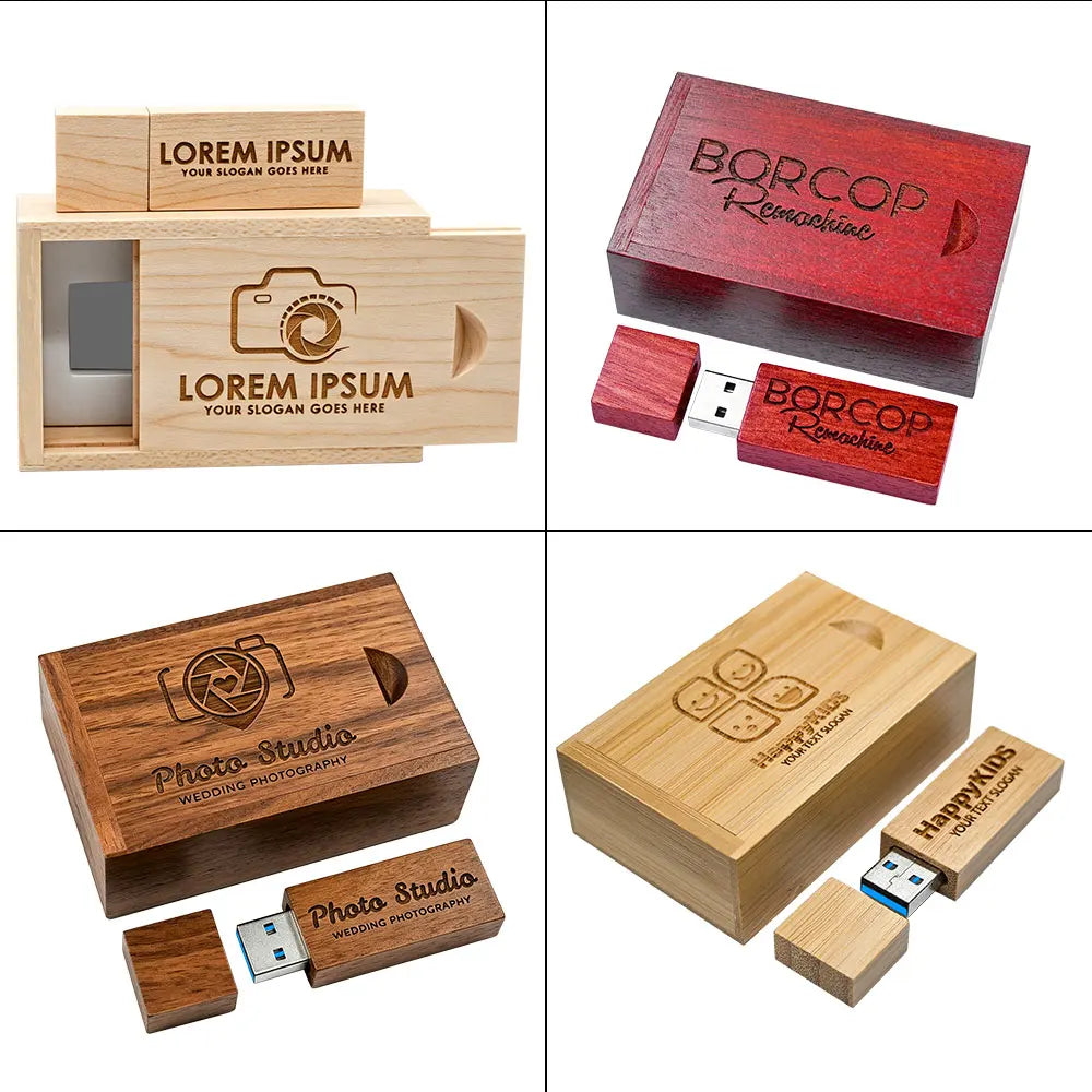 50 Pcs Wooden USB 3.0 Flash Drives Custom Logo 4–128GB Bulk USB Flash Drive PRIMED