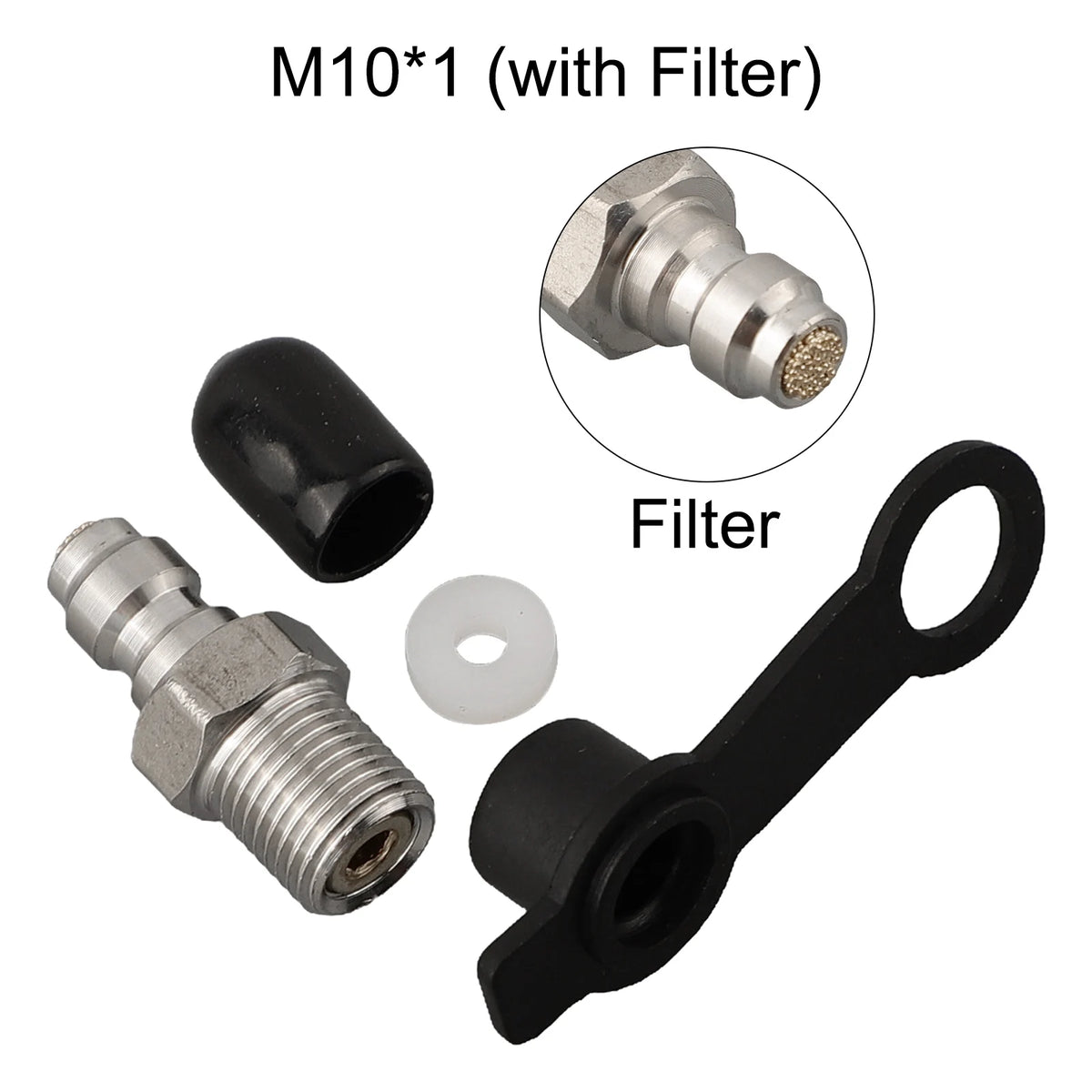 M10x1 Pneumatic Quick Coupler 8mm Stainless Steel + Dust Cap