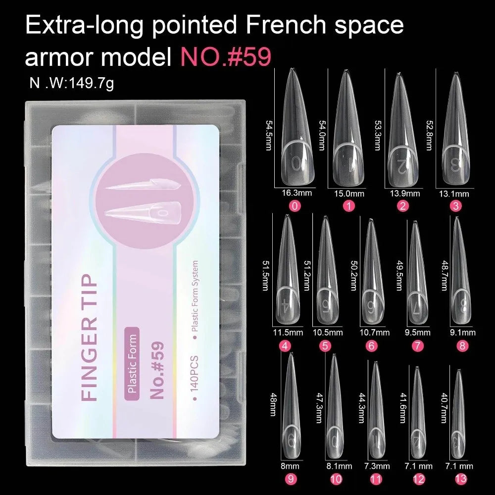 140Pcs Clear Nail Extension Forms – Reusable French Dual Nails