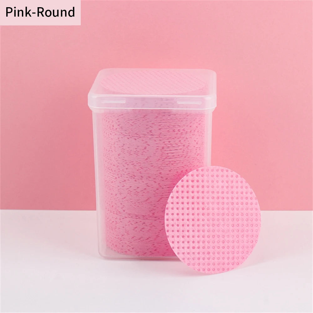 200PCS Disposable Cotton Pads – Eyelash Extension Wipes Lash Extension Supplies PRIMED Pink-Round