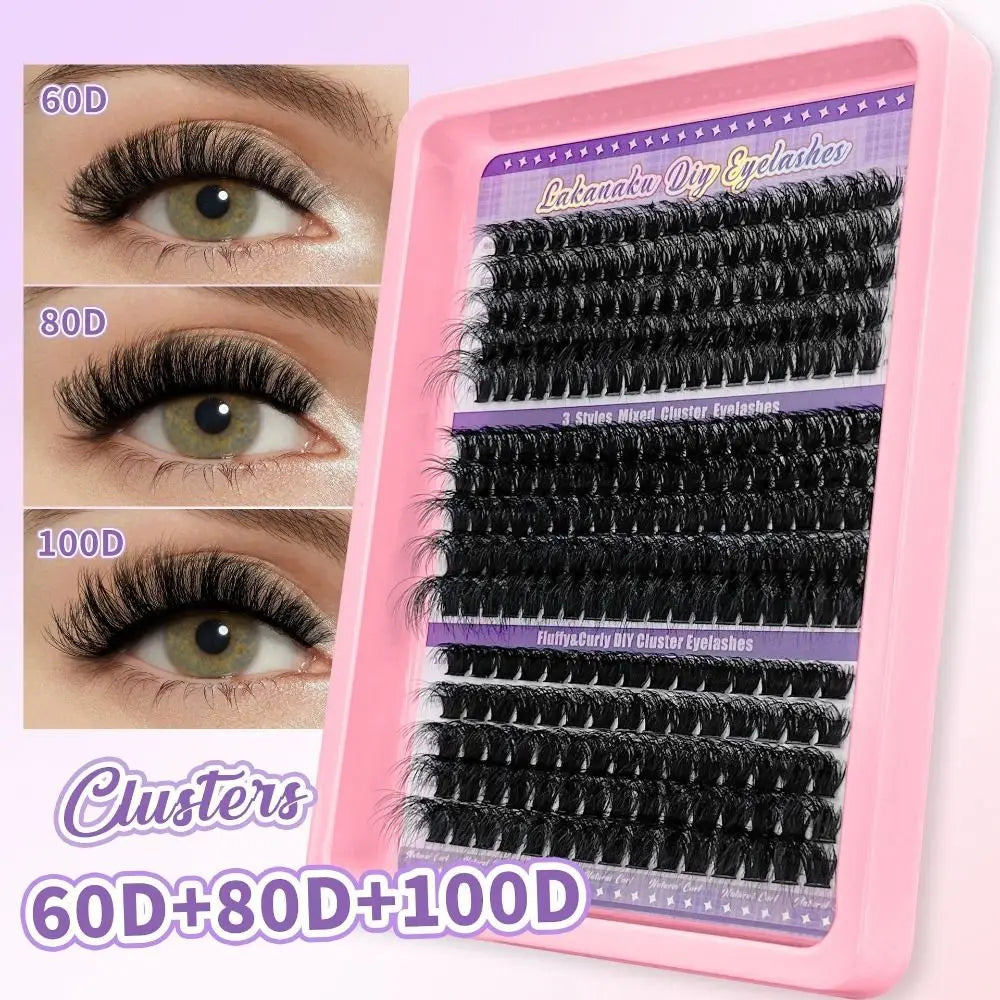 3D Faux Mink Wispy Cluster False Eyelashes 9–16mm V-Shape False Eyelashes PRIMED