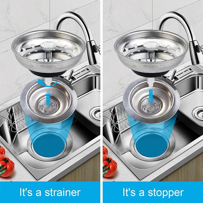 Stainless Steel Kitchen Sink Strainer & Stopper 3.5" Drain Sink Strainer PRIMED