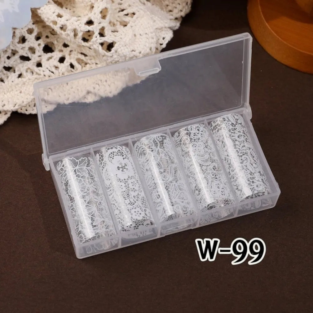 Lace Holographic Nail Foils – Black & White Sequin Stickers