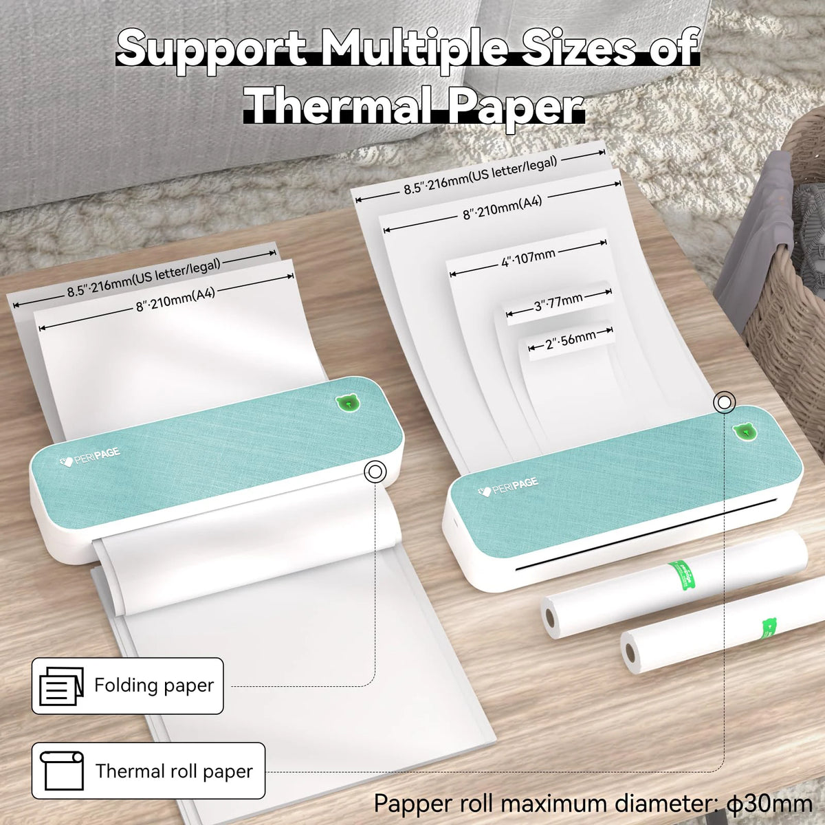 PeriPage A40 Portable Wireless Thermal A4 Printer Bluetooth Portable Thermal Printer PRIMED