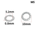 100Pcs M3–M16 Galvanized Internal Serrated Lock Washers