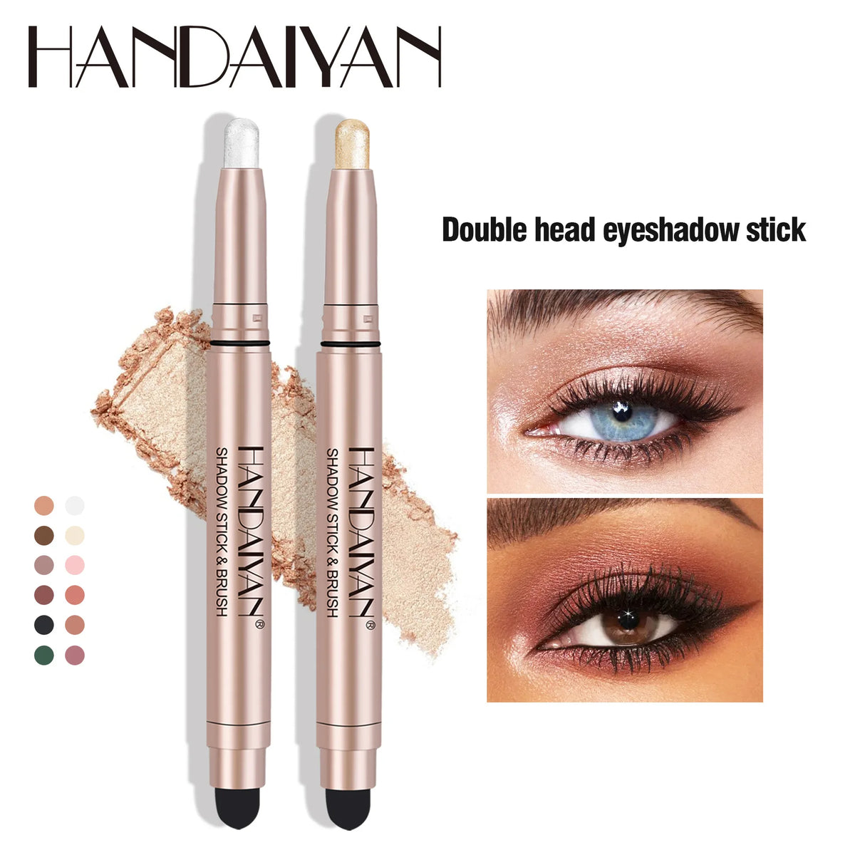 HANDAIYAN Double-Head Eyeshadow Shimmer Highlighter Pen Eyeshadow Stick Pen PRIMED