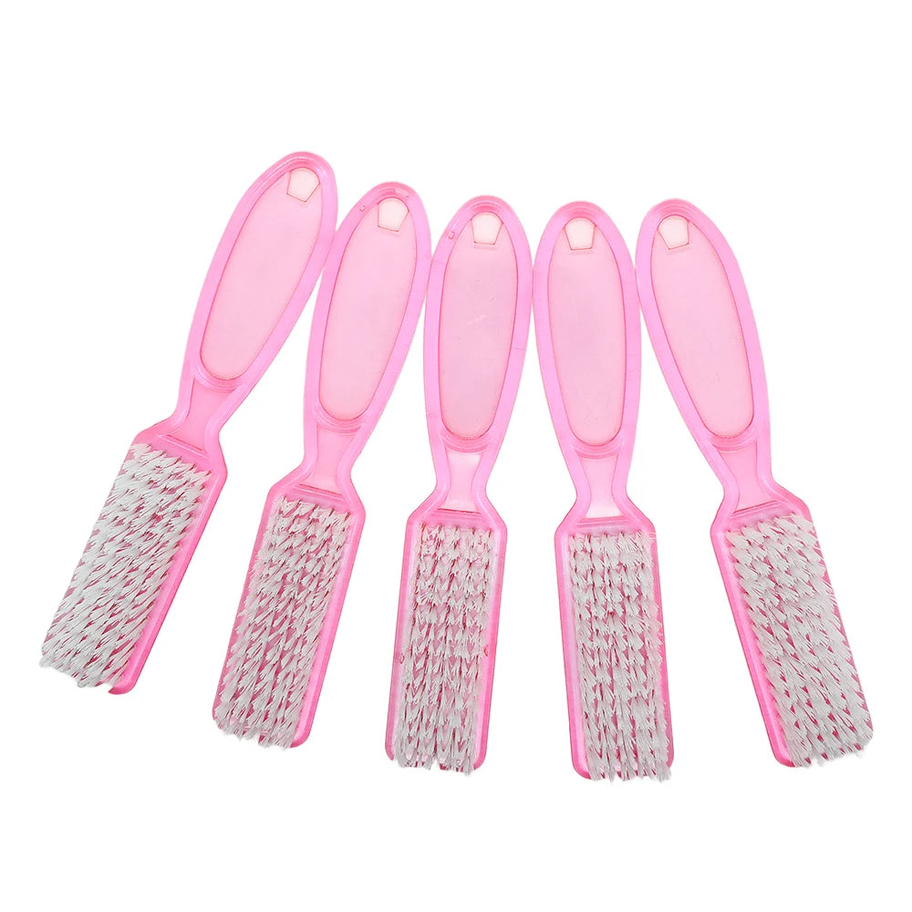 Transparent Pink Nail Brushes Ergonomic Handle | 2/5/10 Pack