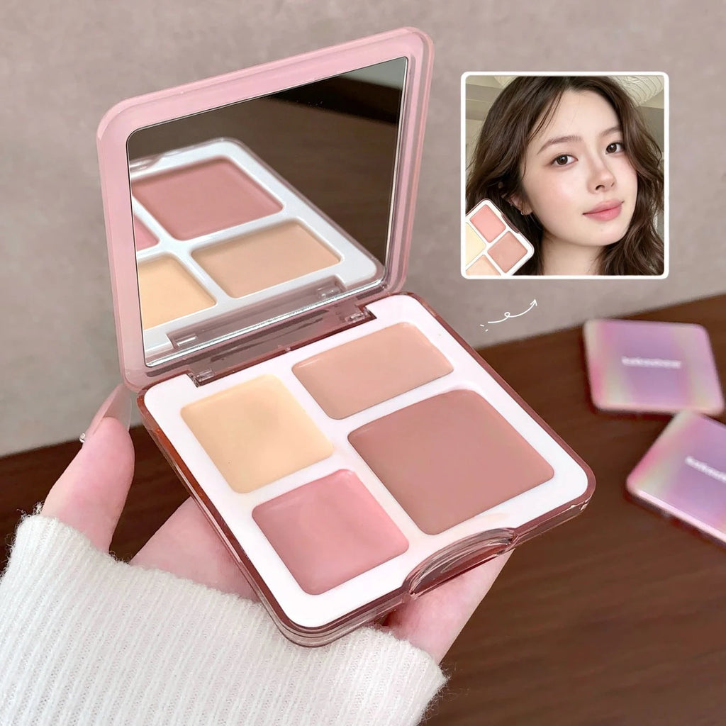 4-Color Contour & Highlight Bronzer Palette | 3D Face Sculpt Contour Bronzer Palette PRIMED