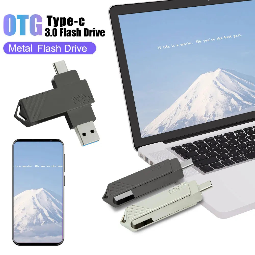 3-in-1 Metal USB 3.0 Flash Drive with Chain | 8GB–128GB USB Flash Drive PRIMED