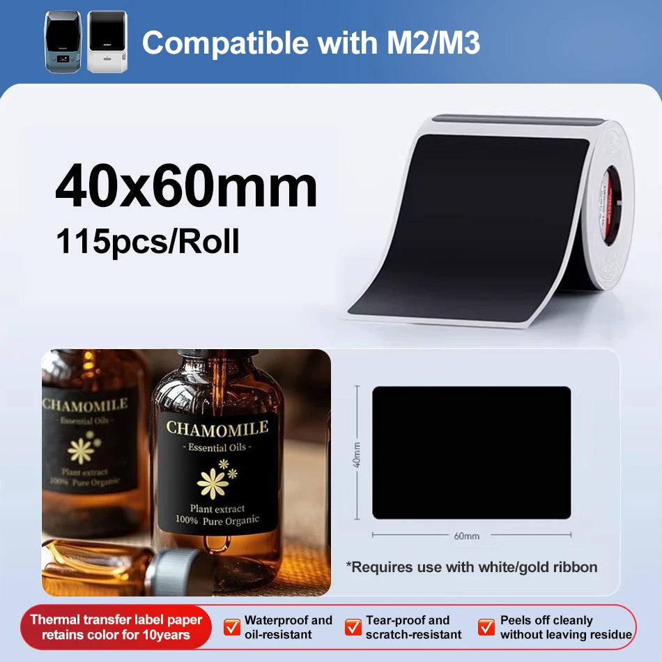Niimbot M2 300DPI Portable Thermal Transfer Label Printer Thermal Label Printer PRIMED OnlyLabel BK40-60mm