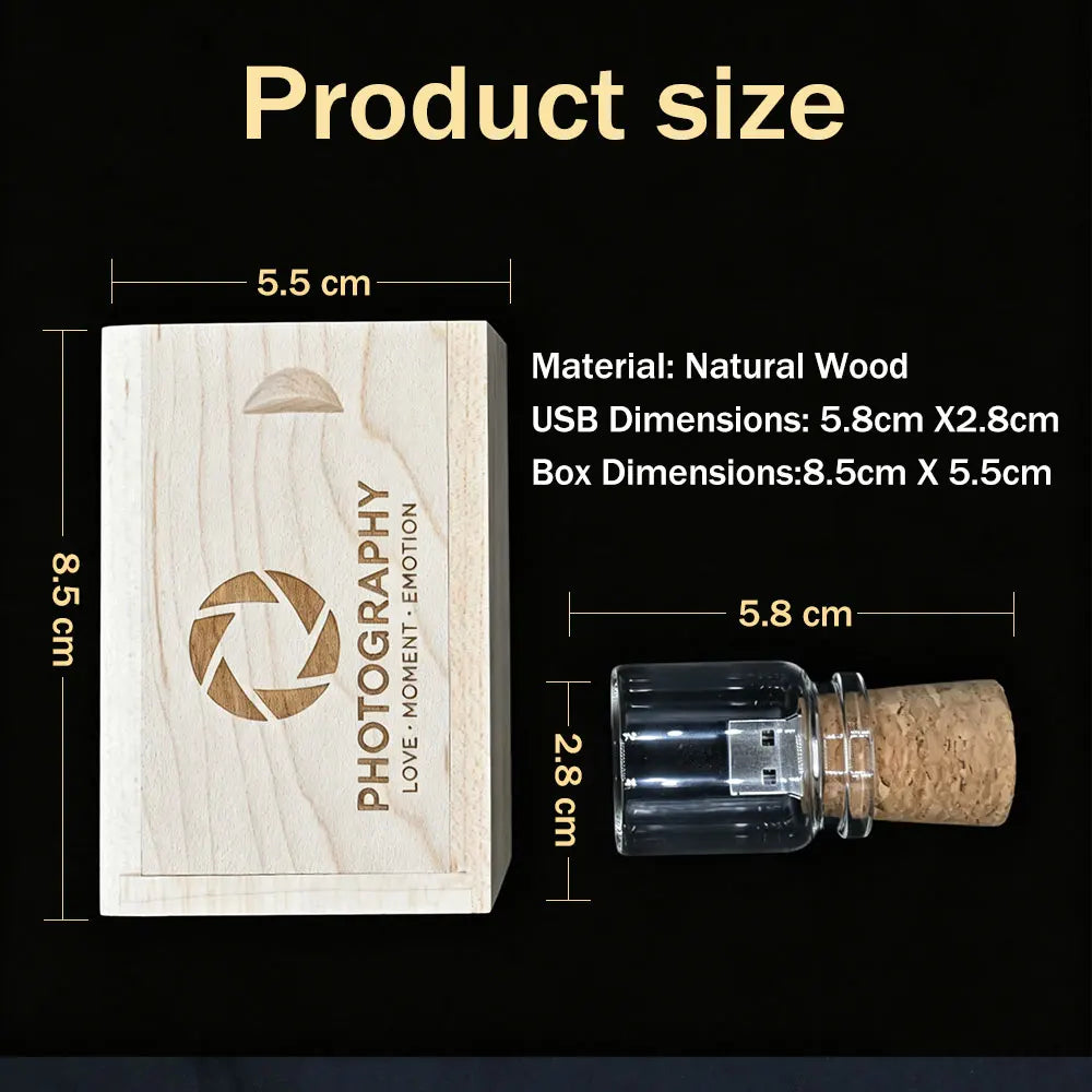 20-Pack Wooden Glass Bottle USB 3.0 Flash Drive 16GB 32GB 64GB USB Flash Drive PRIMED
