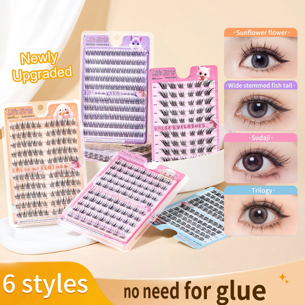 Glue-Free Self-Adhesive Cluster Lashes | DIY Eyelash Extension False Eyelashes PRIMED