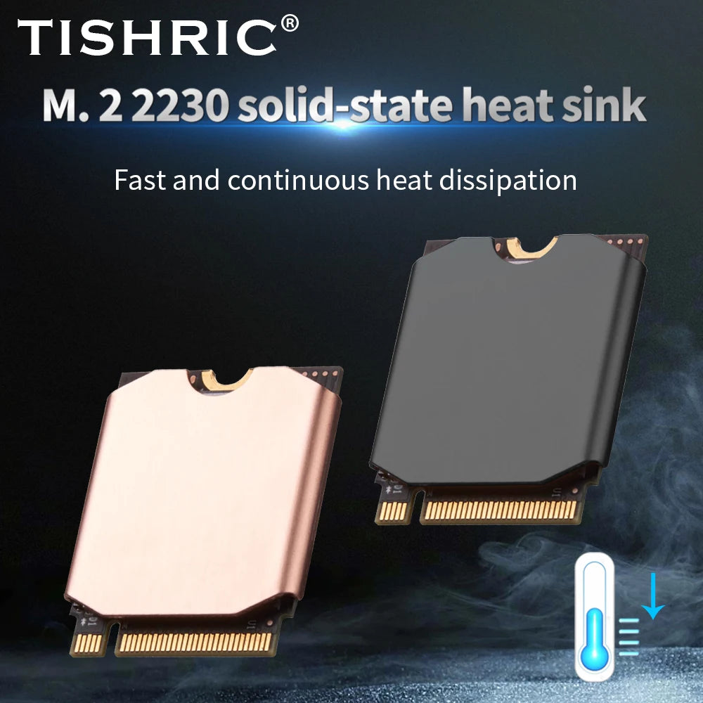 TISHRIC M.2 2230 Copper SSD Heatsink with Thermal Pad | NVMe SSD Heatsink Cooler PRIMED