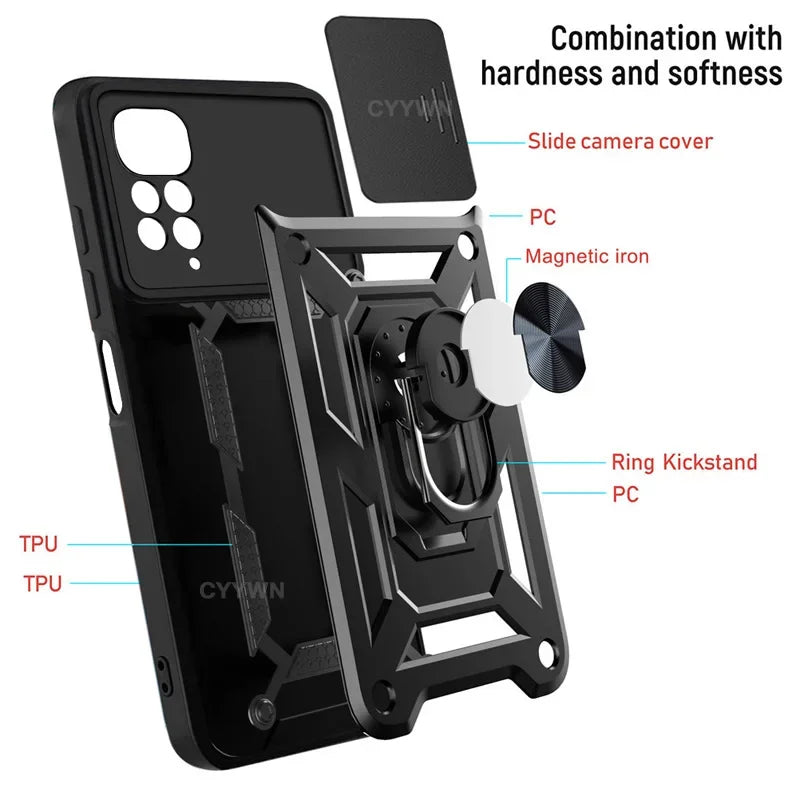 Redmi Note 12/14/15 Pro Armor Case – Ring & Car Holder Armor Phone Case PRIMED
