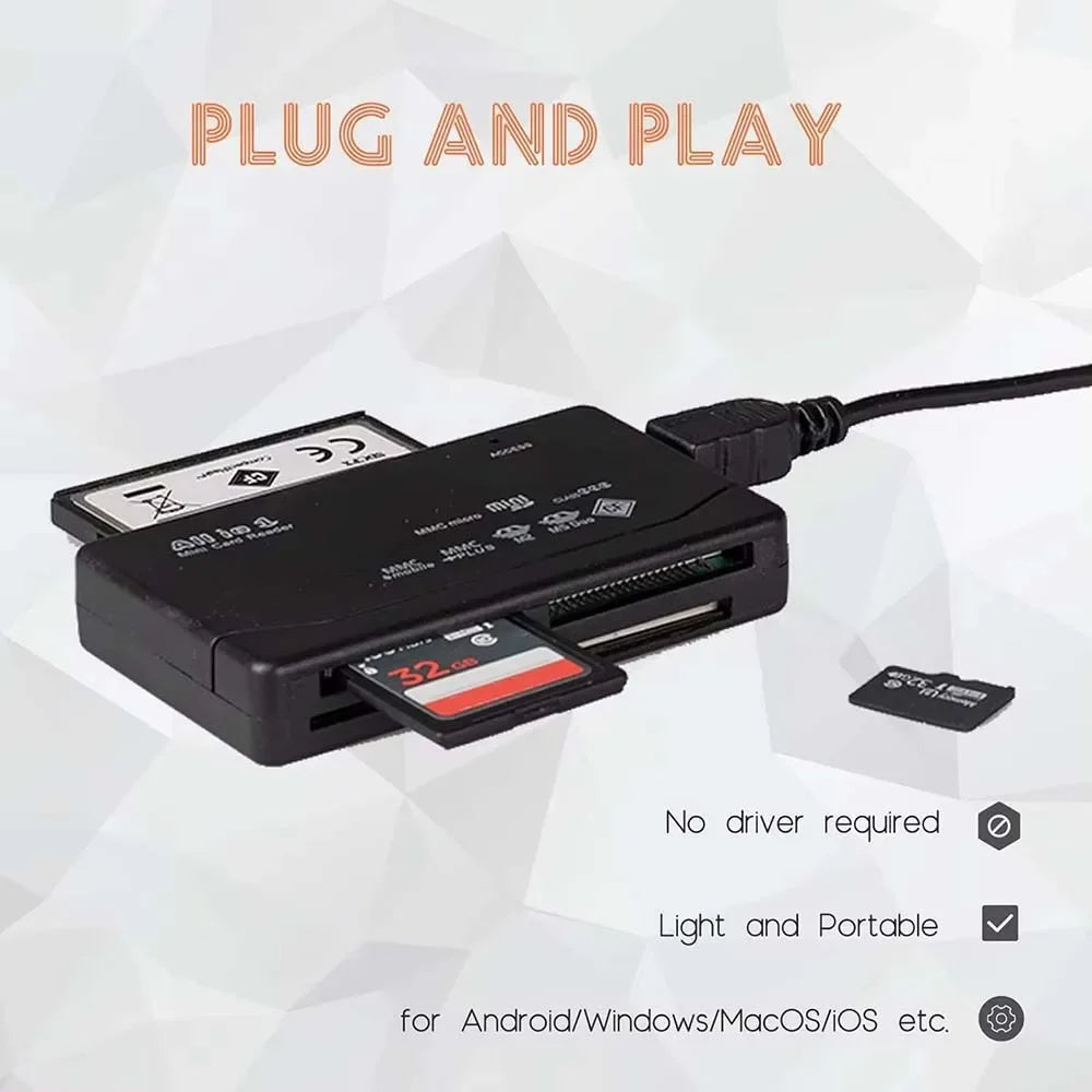 All-in-1 USB 2.0 Memory Card Reader 480Mbps SD CF XD MMC Memory Card Reader PRIMED