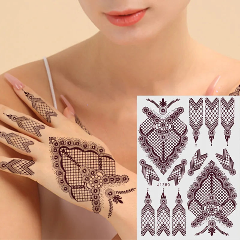 Henna Temporary Tattoo Stickers | Hand & Foot Body Art Temporary Tattoo Sticker PRIMED