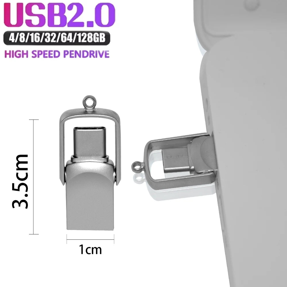 JASTER Metal USB-C Flash Drive OTG Pen Drive 4GB–128GB USB Flash Drive PRIMED