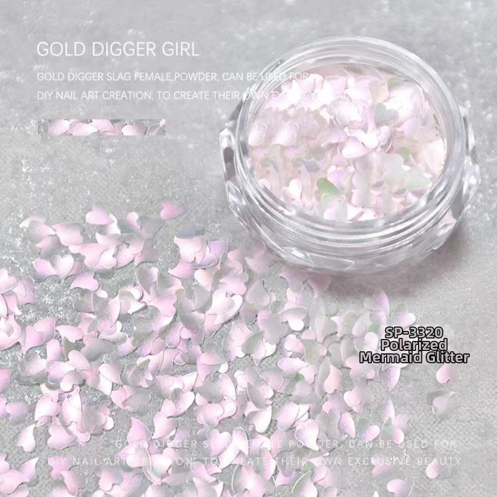 Nail Art Glitter Sequins – Heart Flower Butterfly Mermaid Iridescent