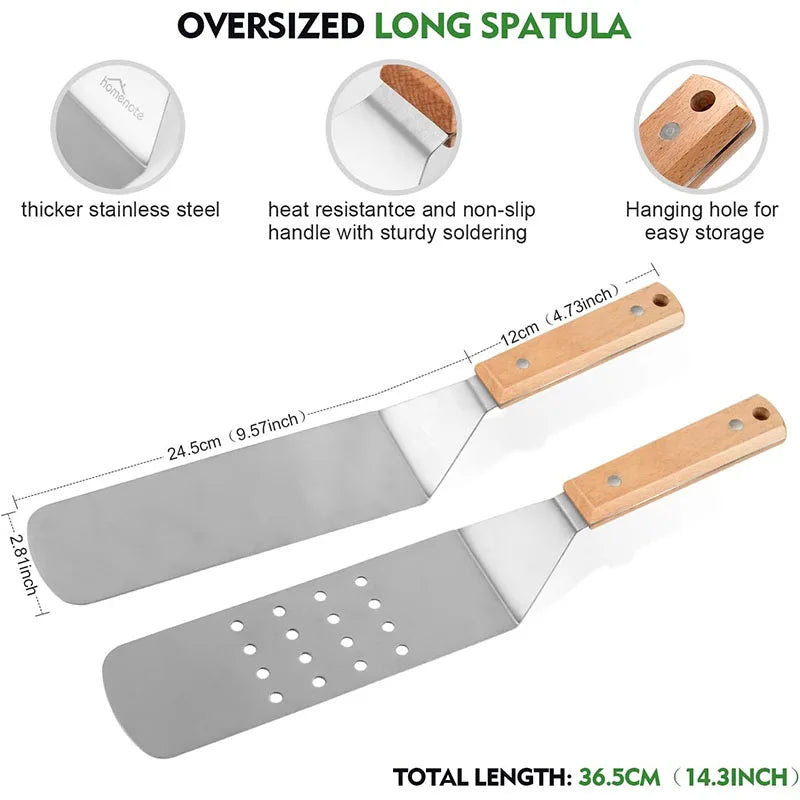 Stainless Steel Griddle Spatula – BBQ Grill Flipper & Scraper Griddle Spatula PRIMED