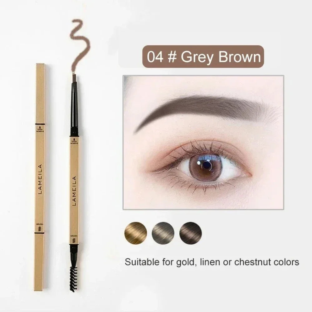 Ultra Fine Triangle Eyebrow Pencil – Double Head with Brush Eyebrow Pencil PRIMED 04 Grey Brown